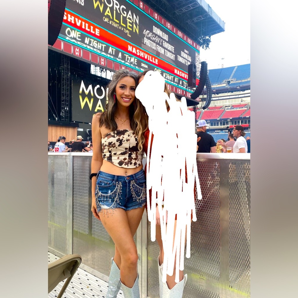 Cow print corset strapless top concert wear